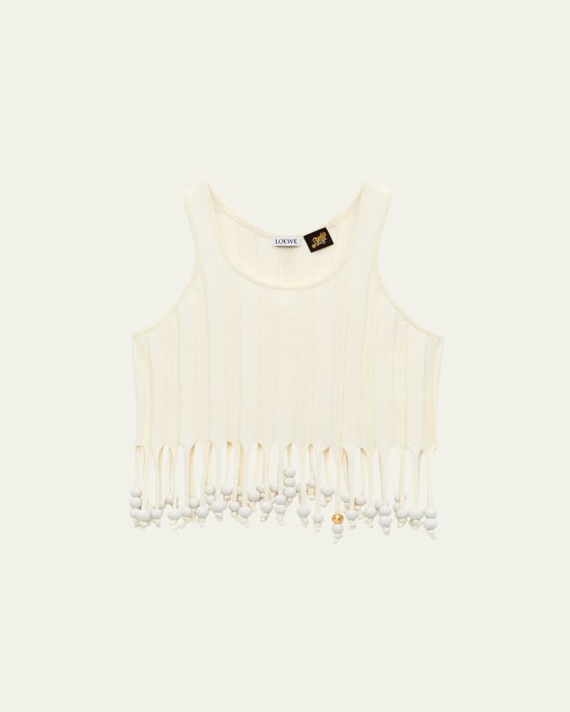 Fringe Beaded Crop Top